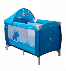 Купить кроватка туристическая coto baby samba lux, цвет: синий/бегемот ( id 9595773 )