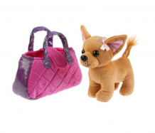 Купить мягкая игрушка мой питомец собака в сиреневой сумочке 15 см ct181166-19