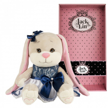 Купить мягкая игрушка jack&lin зайка в сине-белом платье с бантом 25 см jl-022004-25