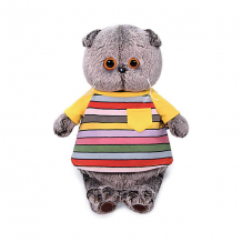 Купить мягкая игрушка budi basa кот басик в полосатой футболке с карманом, 22 см ( id 15309385 )