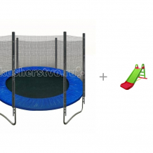 Купить кмс батут с защитной сеткой trampoline 6 с детской горкой doloni 