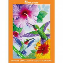 Купить maxi art картина стразами на холсте колибри в цветах 24х34см ma-kn0262-1