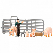 Купить masai mara игрушки фигурки на ферме (фермер, семья свиней, ограждение-загон, инвентарь) мм205-012