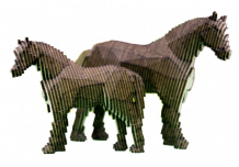 Купить uniwood деревянный конструктор лошадь с жеребенком с набором карандашей uw30164