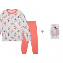 Купить kogankids пижама для девочки (кофта и штаны) 191-34 с халатом fluffy bunny зайка 