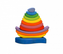 Купить деревянная игрушка чудево кораблик-пирамидка радуга 03013