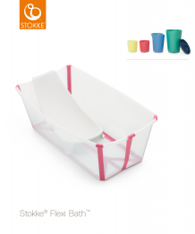 Купить складная ванночка с поддержкой, игрушками и термочувствительной пробкой stokke flexi bath transparent pink stokke 997055407