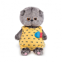 Купить мягкая игрушка budi basa кот басик baby в желтом комбинезоне с рыбкой, 20 см ( id 8577938 )
