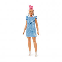 Купить кукла barbie "игра с модой" в джинсовом платье и с розовыми волосами, 29 см ( id 9540728 )