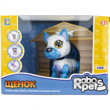 Купить интерактивная игрушка 1toy robo pets робо-щенок, бело-голубой ( id 13335240 )