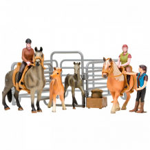 Купить masai mara игрушки фигурки на ферме (4 лошади, 3 человечка, ограждение-загон, инвентарь) мм205-019