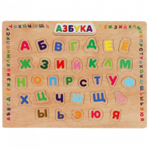 Купить деревянная игрушка буратино рамка-вкладыш азбука w0140