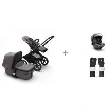 Купить коляска bugaboo fox 2 complete 2 в 1 black/grey melange, автокресло turtle air by nuna и адаптер 