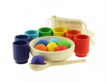 Купить деревянная игрушка уланик сортер монтессори радуга шарики в стаканчиках (7 цветов) sbs01c0702u