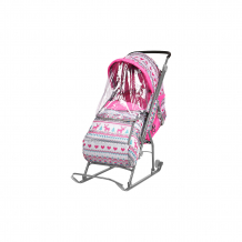 Купить санки-коляска ника детям умка 3/3, принт вязаный розовый ( id 7120375 )