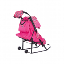 Купить санки-коляска abc academy зимняя сказка 3в, черная рама, розовый/снежинки ( id 5101414 )