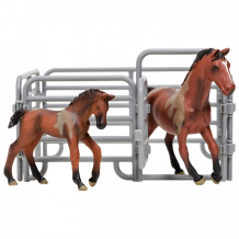 Купить masai mara набор фигурок животных мир лошадей (ганноверская лошадь, жеребенок и ограждение-загон) mm204-003