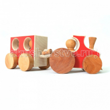 Купить деревянная игрушка букашка паровоз с пассажирским вагоном buk.1.4.12