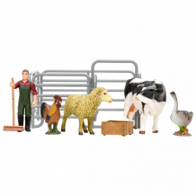 Купить masai mara игрушки фигурки на ферме (фермер, корова, овца, петух, гусь, ограждение-загон, инвентарь) мм205-006