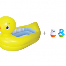 Купить munchkin ванночка надувная утка и игрушки для ванны поплавки медведь и пингвин 