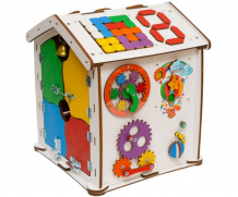 Купить деревянная игрушка evotoys бизиборд домик знайка семицветик миди et-bd-04-02