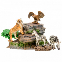 Купить masai mara набор фигурок мир диких животных (тигр, 2 зебры, филин, аксессуары) mm201-015