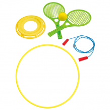 Купить тебе-игрушка набор активные игры летающий диск + набор для тенниса + скакалка спортивная + обруч 60 см 15-50