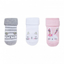 Купить носки детские "мишки", 3 пары, белый, серый, розовый mothercare 997249516