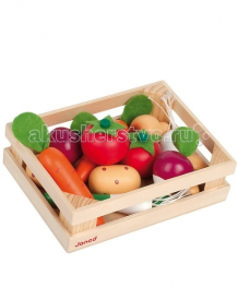 Купить деревянная игрушка janod набор овощей в ящике 12 элементов j05611
