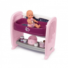 Купить кроватка для куклы smoby с регулируемой высотой baby nurse 2 в 1 (14 аксессуаров) 220353