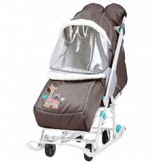 Купить санки-коляска nika kids наши детки, цвет: жираф/шоколад ( id 10178796 )