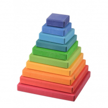 Купить деревянная игрушка букарашка пирамида радужная квадратная 1017