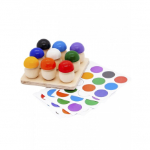 Купить деревянная игрушка эврилэнд игры монтессори. развивающая игрушка-сортер с карточками грибочки на подставке (9 цветов) el7174