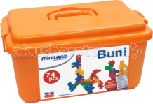 Купить конструктор miniland кролики buni (74 детали) в большом контейнере 32210