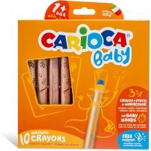 Купить набор восковых карандашей carioca "baby" с точилкой, 10 цветов ( id 10627384 )