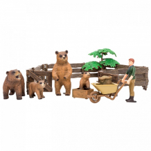 Купить masai mara игрушки фигурки на ферме (фермер, семья медведей, дерево, ограждение-загон, инвентарь) мм205-040