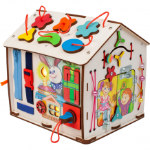 Купить деревянная игрушка jolly kids бизиборд домик со светом зайка jkd-ds29-01