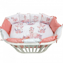Купить комплект в кроватку альма-няня для овальной кроватки детская история фламинго (6 предметов) 