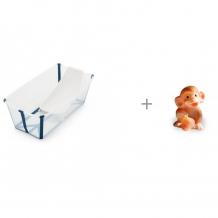 Купить stokke ванночка с горкой flexi bath bundle tub with newborn support transparent и игрушка обезьянка огонек 
