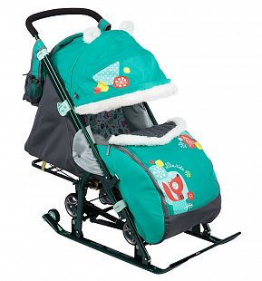 Купить санки-коляска nika kids (7-2), цвет: коллаж-лисичка/изумруд ( id 6510631 )