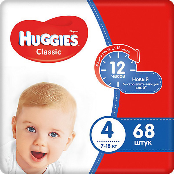 Купить подгузники huggies classic (4) mega pack 7-18 кг, 68 шт. ( id 3361328 )
