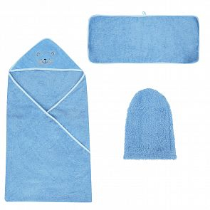 Купить комплект baby nice варежка, цвет: голубой полотенце/рукавица ( id 10762229 )