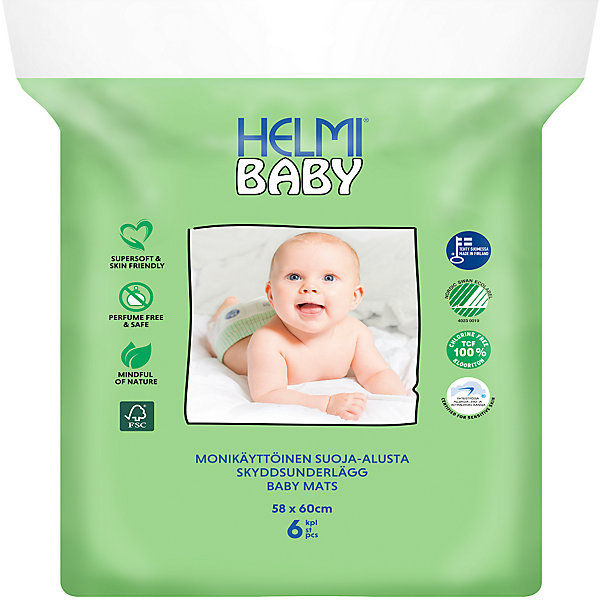 Купить пеленки впитывающие helmi baby 60х58 см, 6 шт ( id 15076699 )