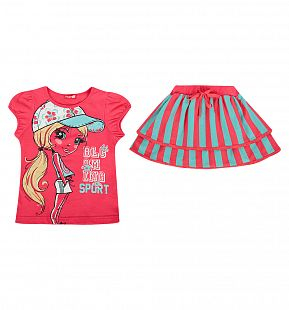 Купить комплект футболка/юбка pelican, цвет: розовый ( id 2685461 )