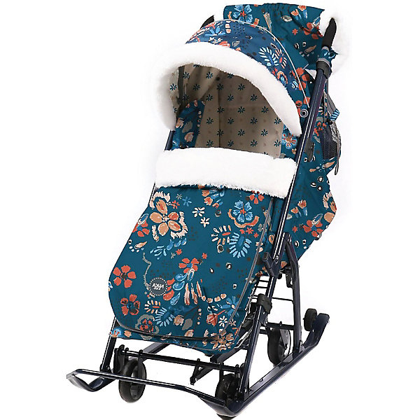 Купить санки-коляска ника детям 7-5, цветочный тёмный ( id 12865787 )