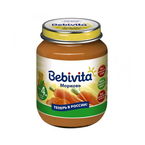 Купить пюре bebivita овощное 100 гр морковь (с 4 мес)